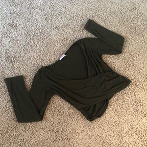Forest army green women’s wrap long sleeve top